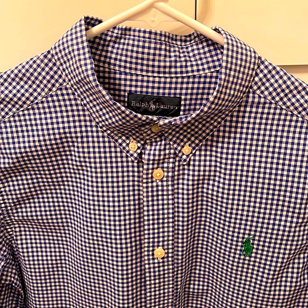 Ralph Lauren POLO Boys Blue Gingham Dress Shirt - Sz 14-16 ✨Like NEW✨